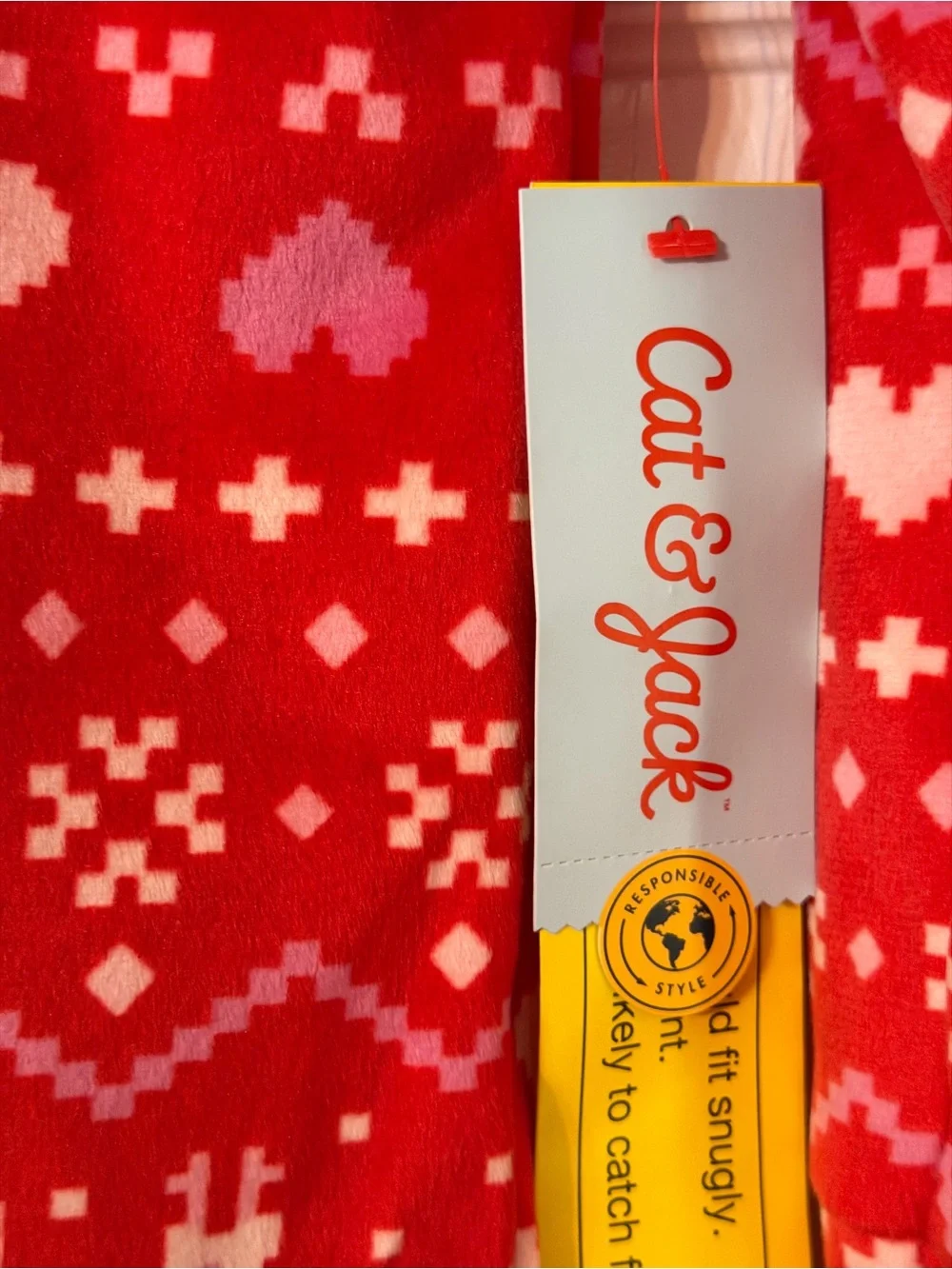 Cat & Jack Red and Pink Holiday Print Kids Pajama Set